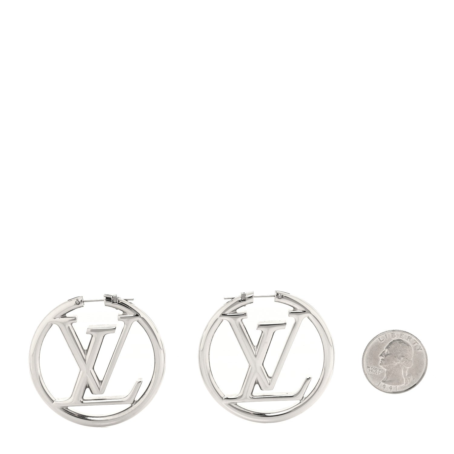 Louis Vuitton Palladium Louise Hoop Earrings Silver 2 of 5