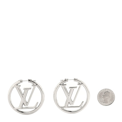Louis Vuitton Palladium Louise Hoop Earrings Silver 2 of 5