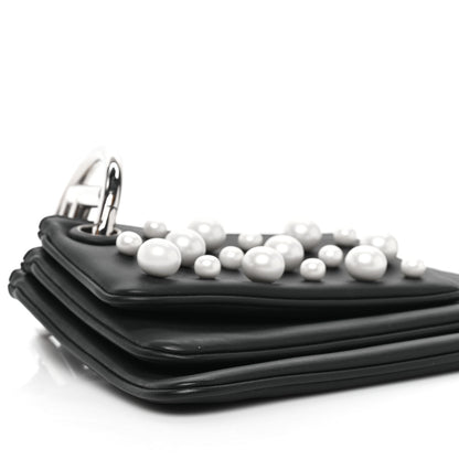 Fendi Calfskin Pearl F is Fendi Embellished Triplette Pouch Set Black 9 of 10