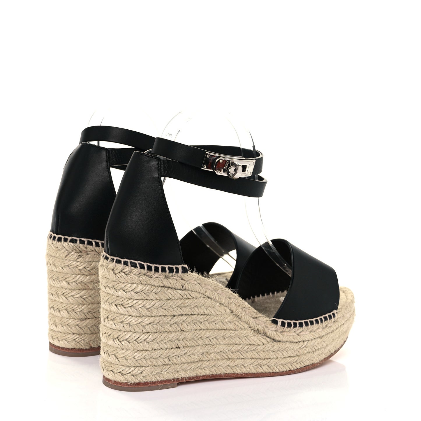 Calfskin Tipoli Espadrille Wedges 40 Black
