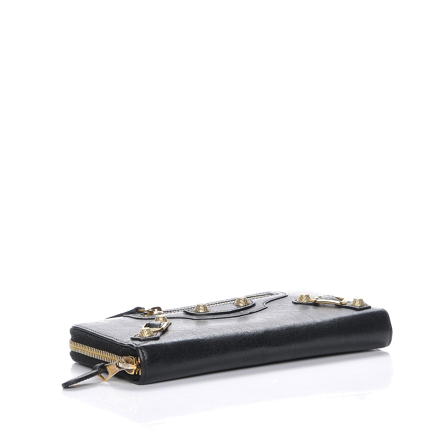 Balenciaga Agneau Giant 12 Gold Hardware Continental Zip Around Wallet Black 4 of 8