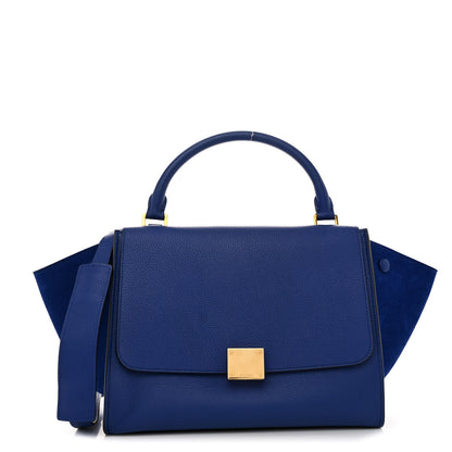 Celine Drummed Calfskin Suede Small Trapeze Indigo 1 of 10