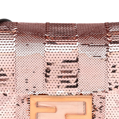 Fendi Sequin Metallic Nappa Pequin Mini Baguette Rame 9 of 11