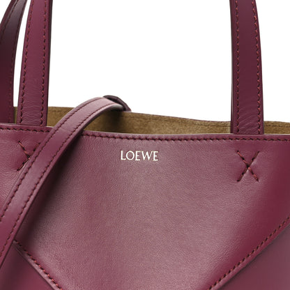Loewe Shiny Calfskin Mini Puzzle Fold Tote Dark Burgundy 7 of 10