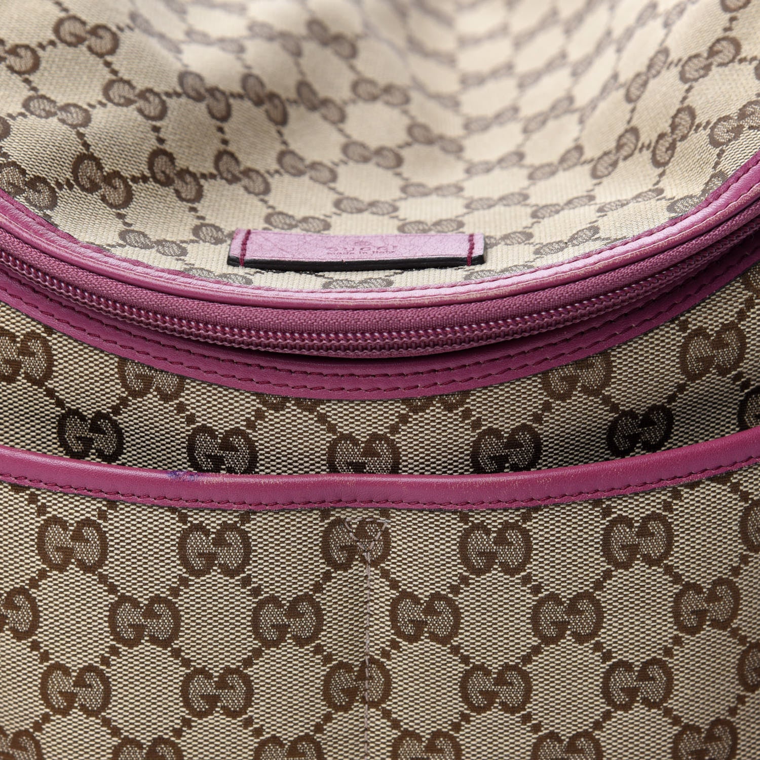 Gucci Monogram Margaux Calfskin Large Diaper Bag Beige Ebony Peonia Flower 13 of 13