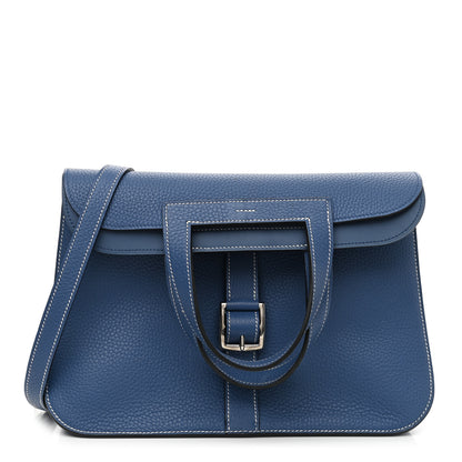 Hermes Taurillon Clemence Halzan 31 GM Deep Bleu 1 of 10