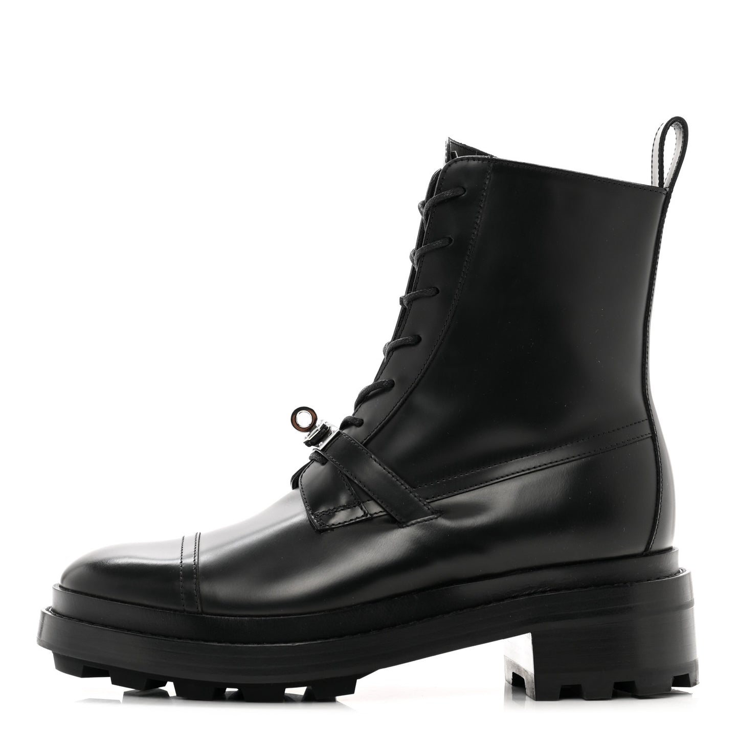 Glossed Calfskin Funk Ankle Boots 38 Black