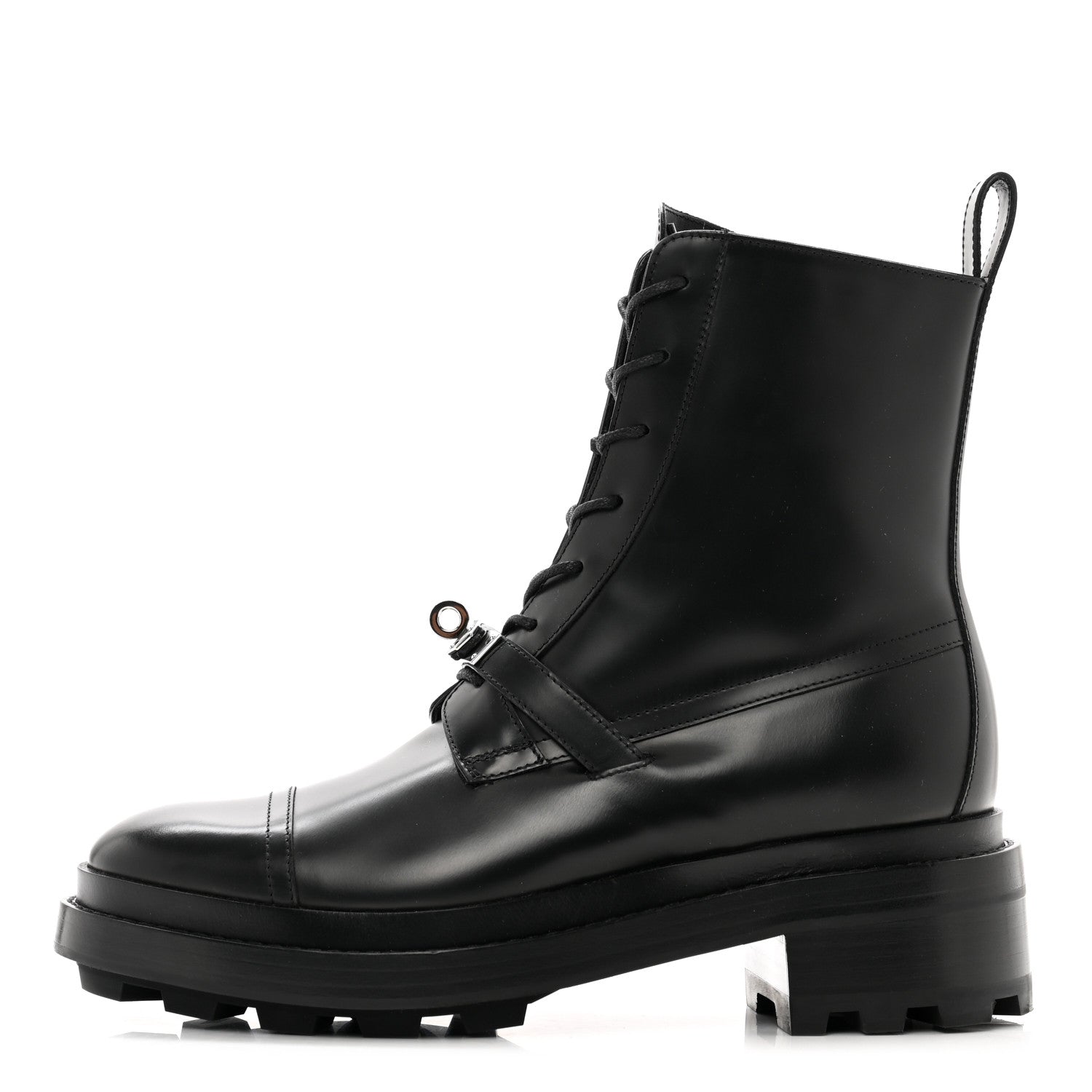 Hermes Glossed Calfskin Funk Ankle Boots 38 Black 1 of 9