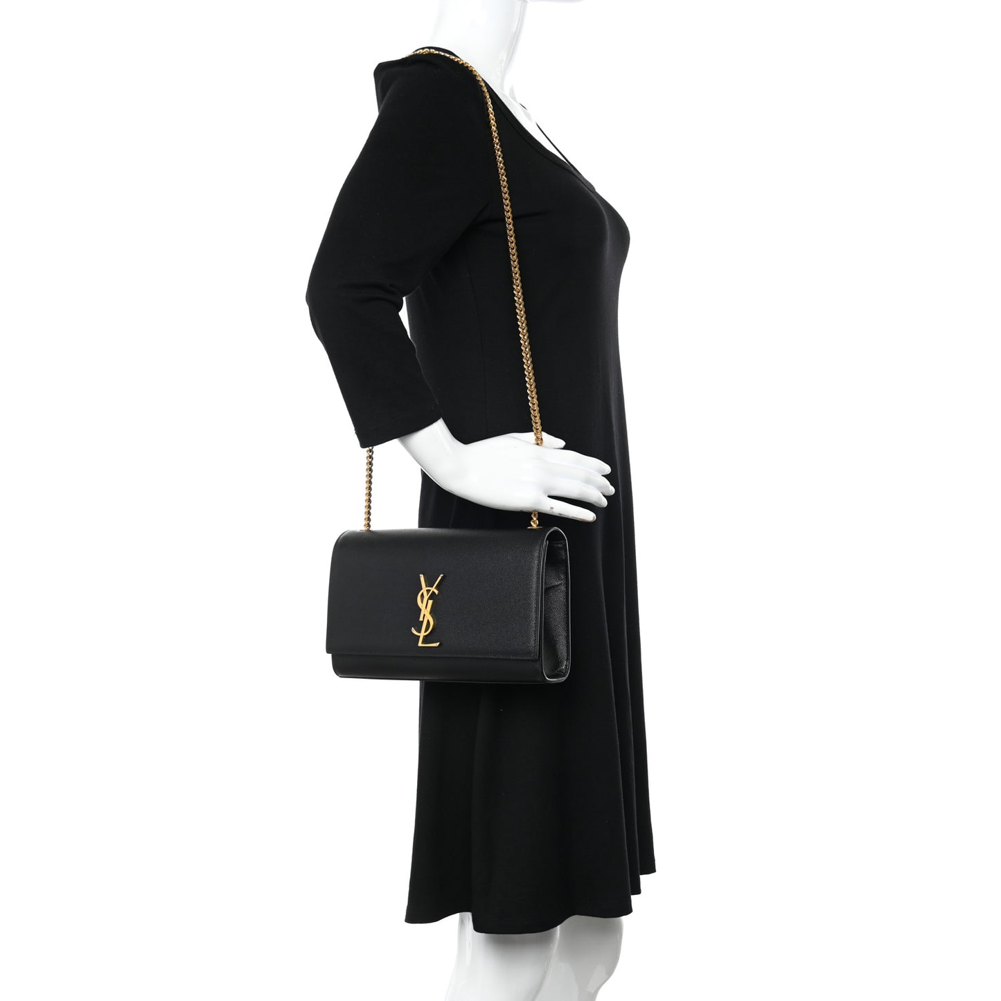 Grain De Poudre Medium Classic Monogram Kate Satchel Black