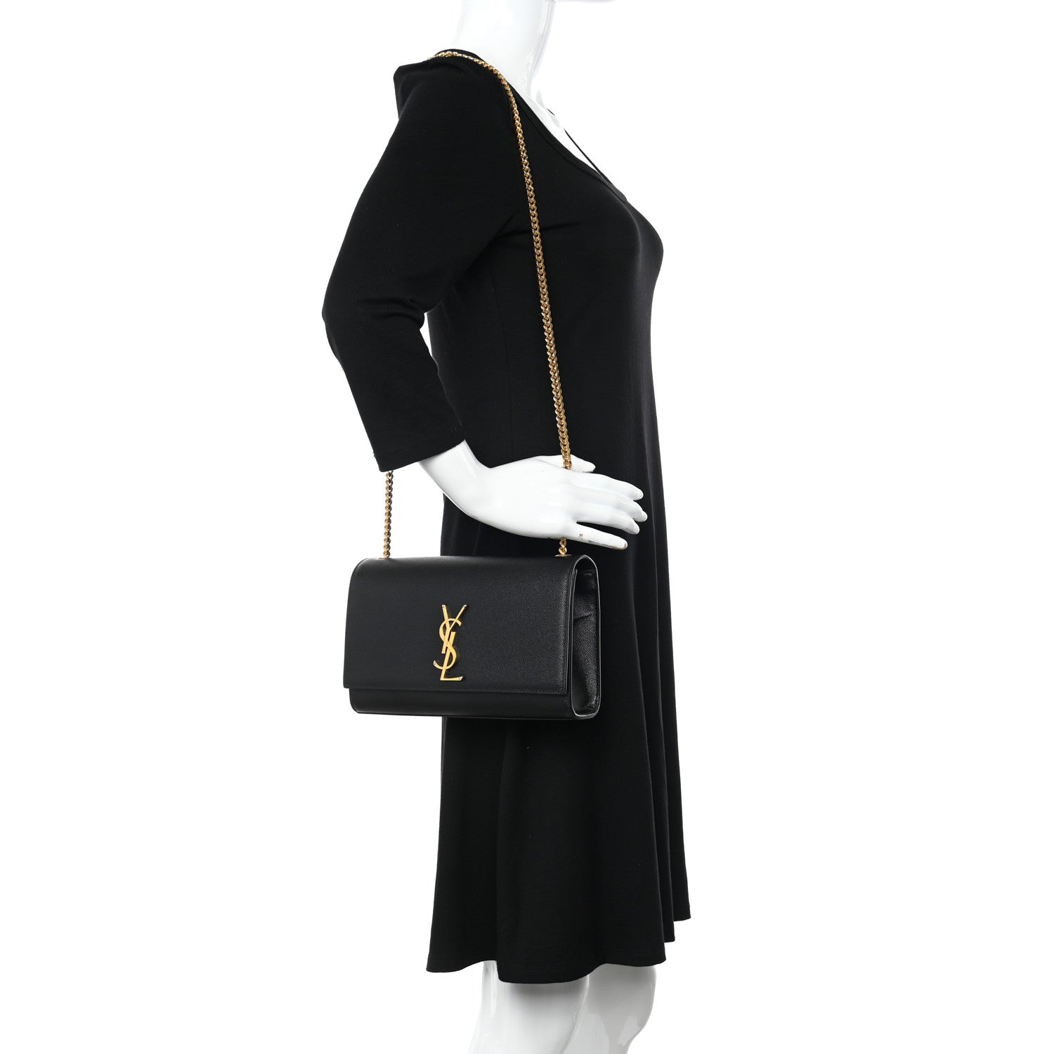 Saint Laurent Grain De Poudre Medium Classic Monogram Kate Satchel Black 2 of 10
