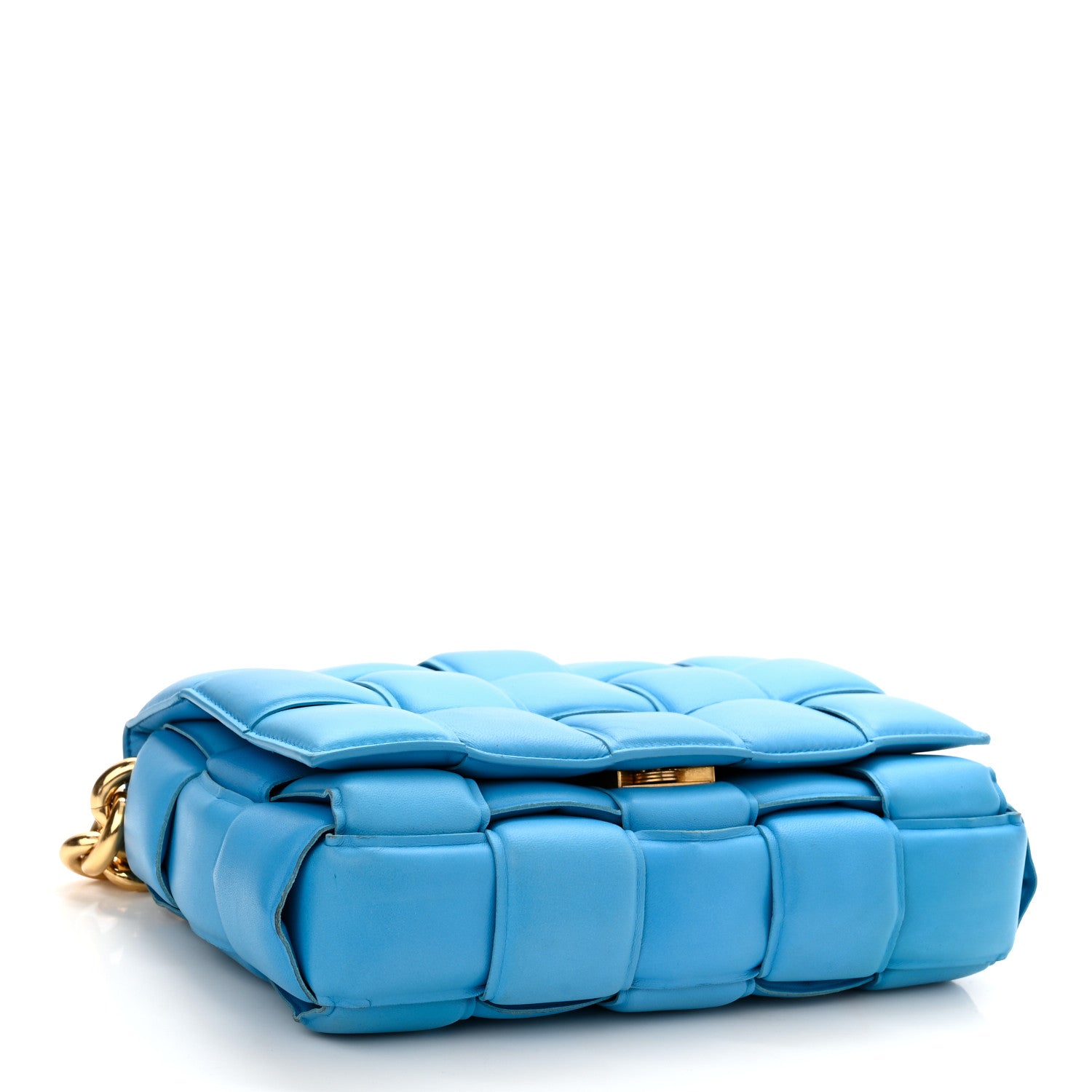 Bottega Veneta Lambskin Maxi Intreccio Padded Chain Cassette Crossbody Bag Swimming Pool 4 of 9