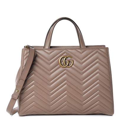 Gucci Calfskin Matelasse Medium GG Marmont Tote Porcelain Rose 1 of 11