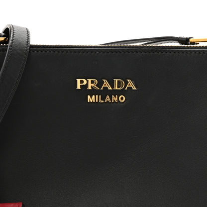 Prada New Calfskin Small Deux Shoulder Bag Black 8 of 15