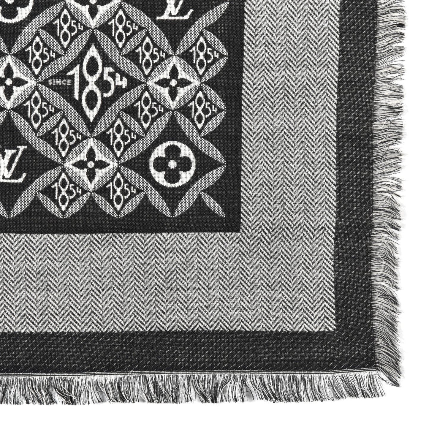 Silk Wool Jacquard Since 1854 Monogram Shawl Gray