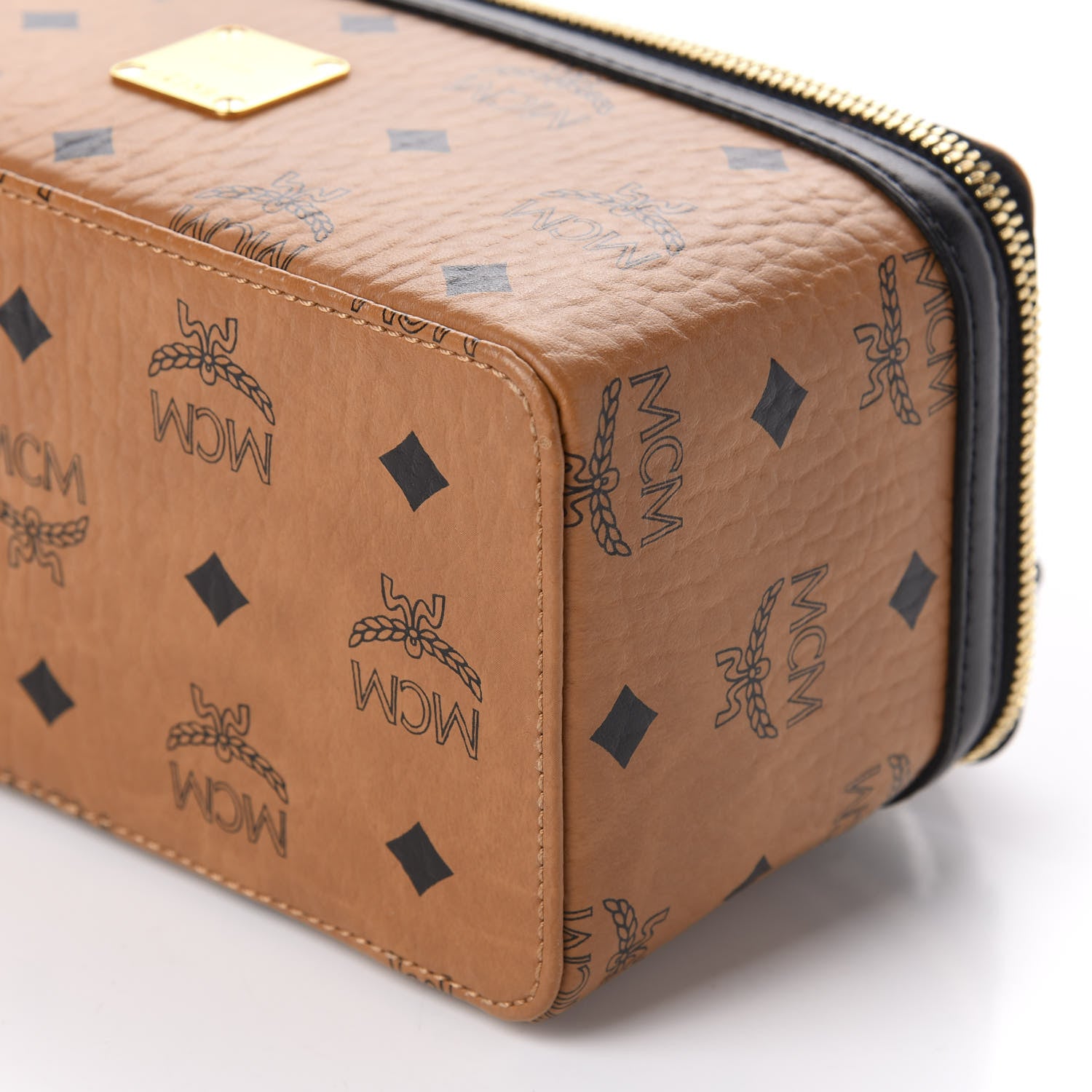 MCM Visetos Vanity Case Cognac Black 7 of 12