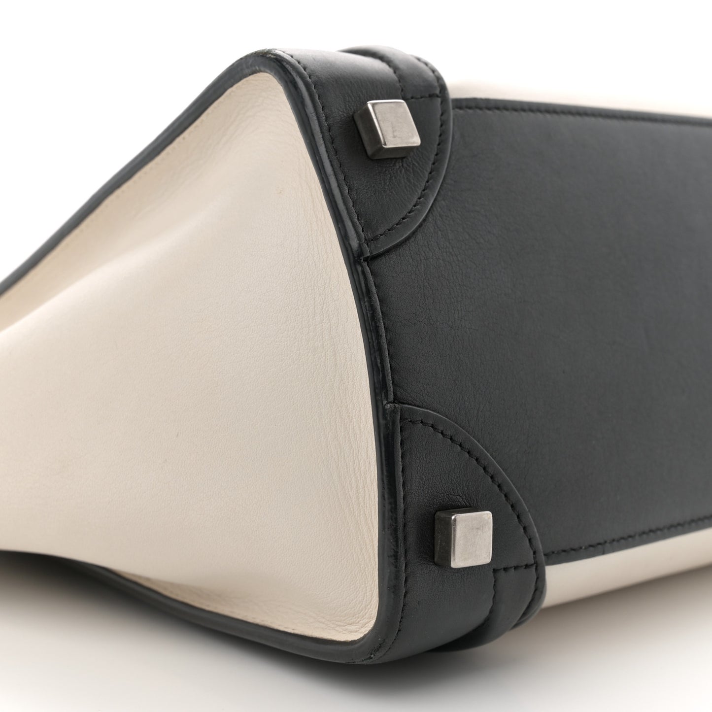 Smooth Calfskin Micro Bi-Color Luggage Black White