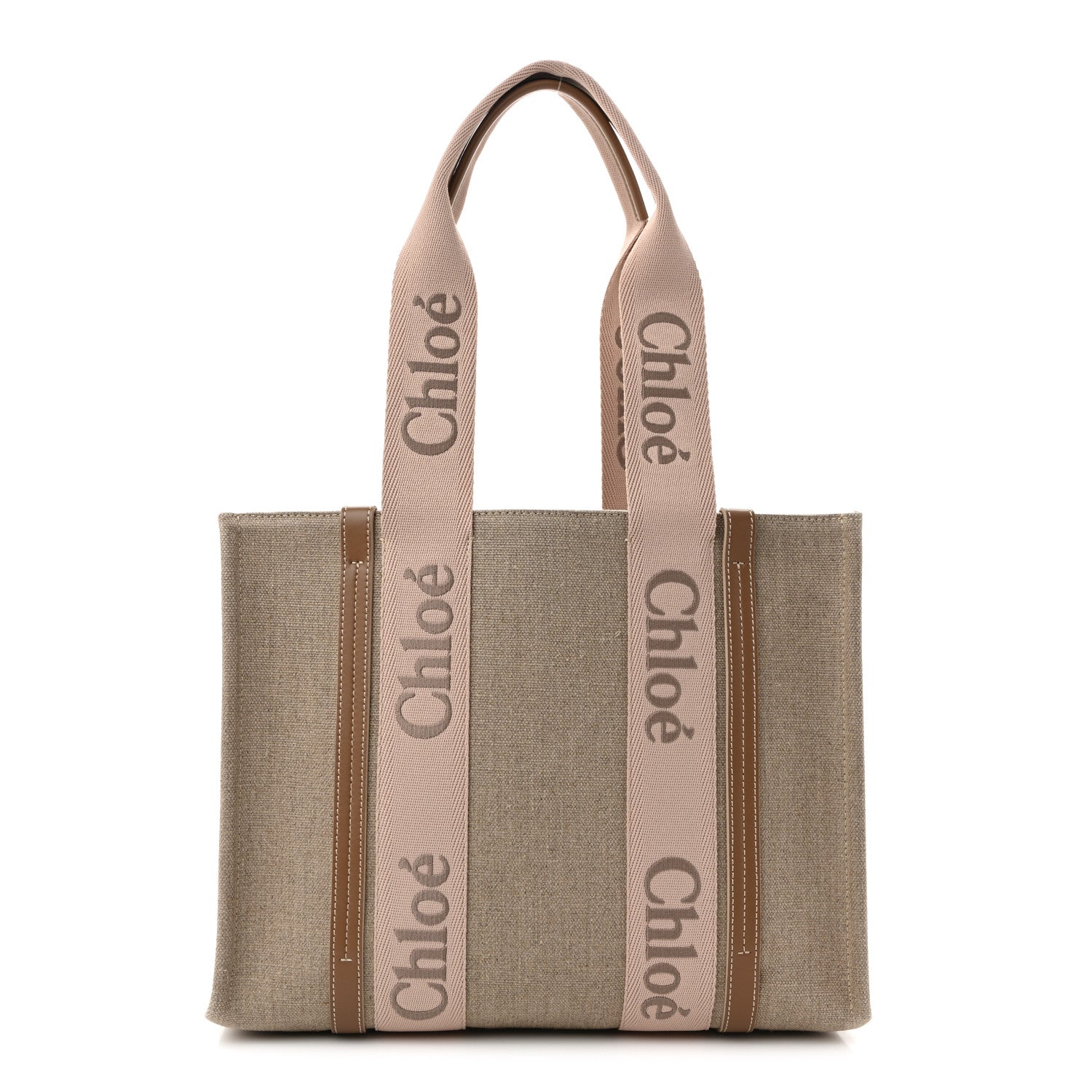 Chloe Linen Calfskin Medium Woody Ribbon Tote Blushy Beige 1 of 12
