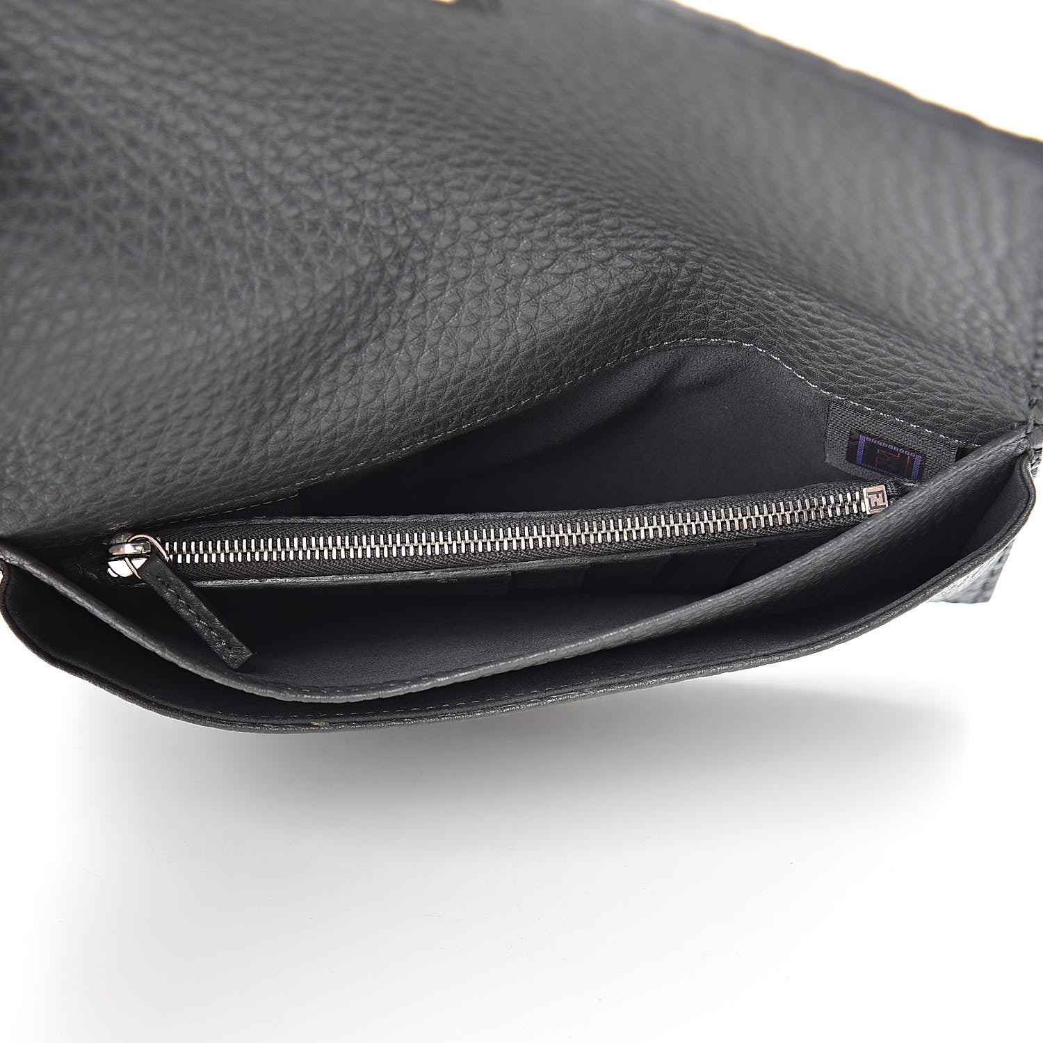 Fendi Cuoio Romano Selleria Mini Peekaboo Clutch Wallet Asfalto 7 of 11