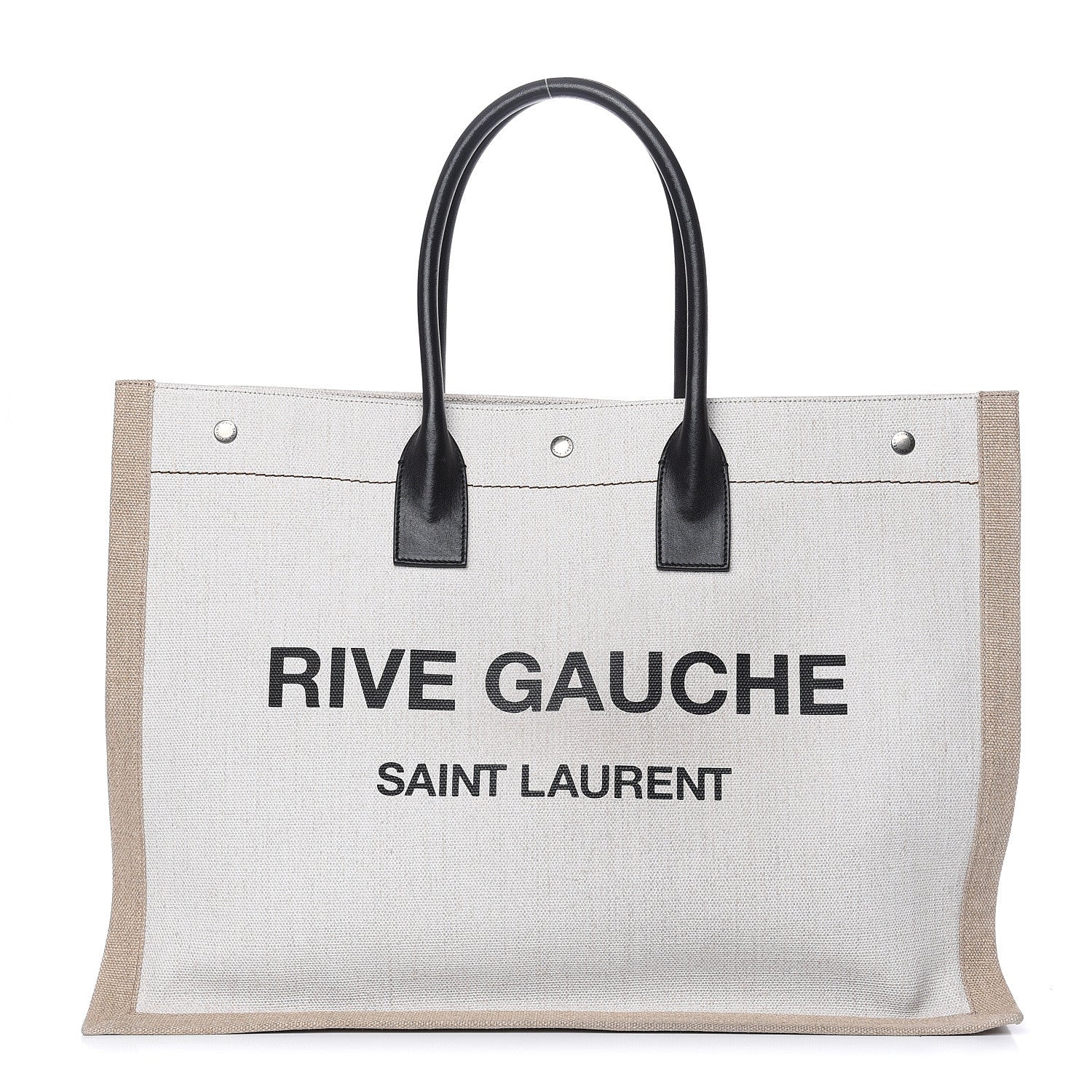 Saint Laurent Linen Calfskin Rive Gauche Tote Optic White 1 of 8