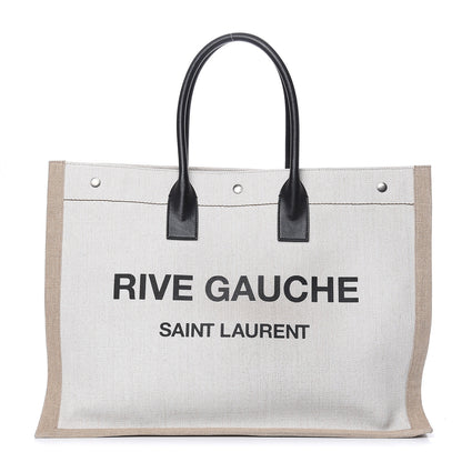 Saint Laurent Linen Calfskin Rive Gauche Tote Optic White 1 of 8