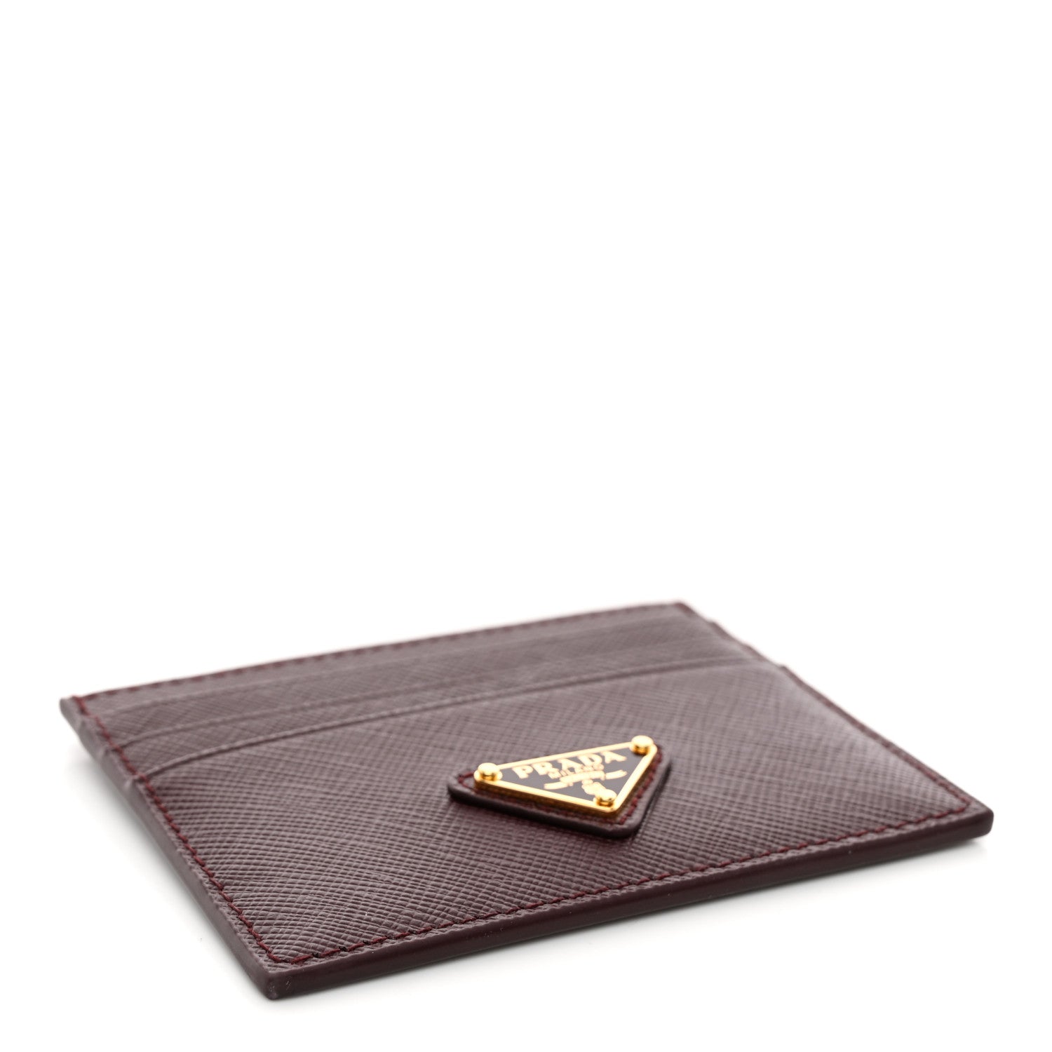 Prada Saffiano Triangle Card Case Bordeaux 4 of 6