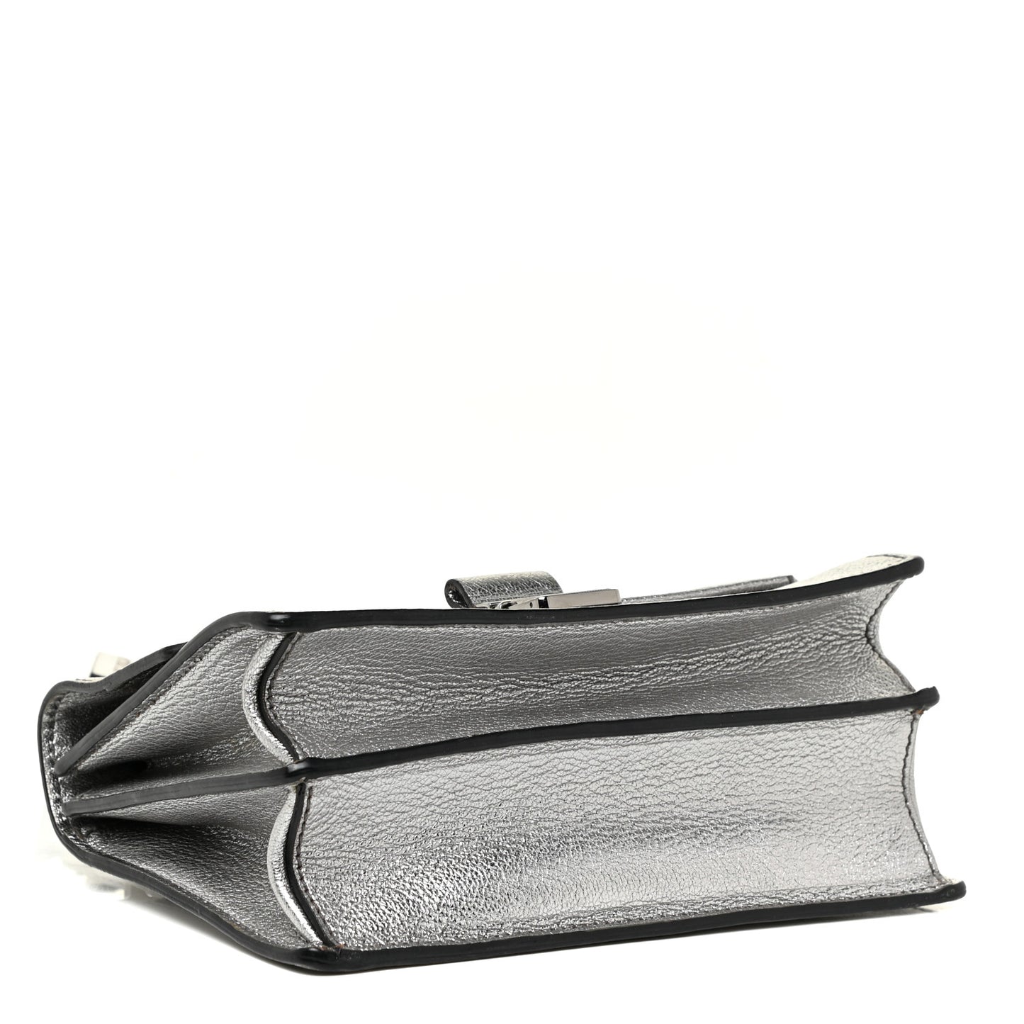 Metallic Goatskin Bandoliera Madras Shoulder Bag Chrome