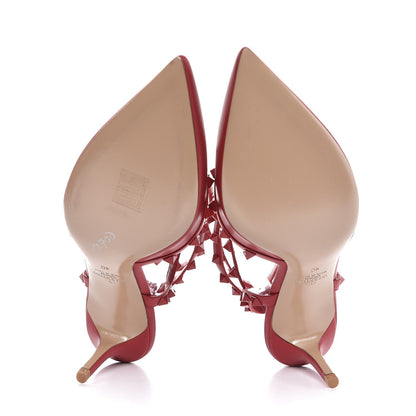 Valentino Garavani Calfskin Lacquered Monochrome Rockstud Ankle Strap 65mm Pumps 40 Rosso Valentino 5 of 9