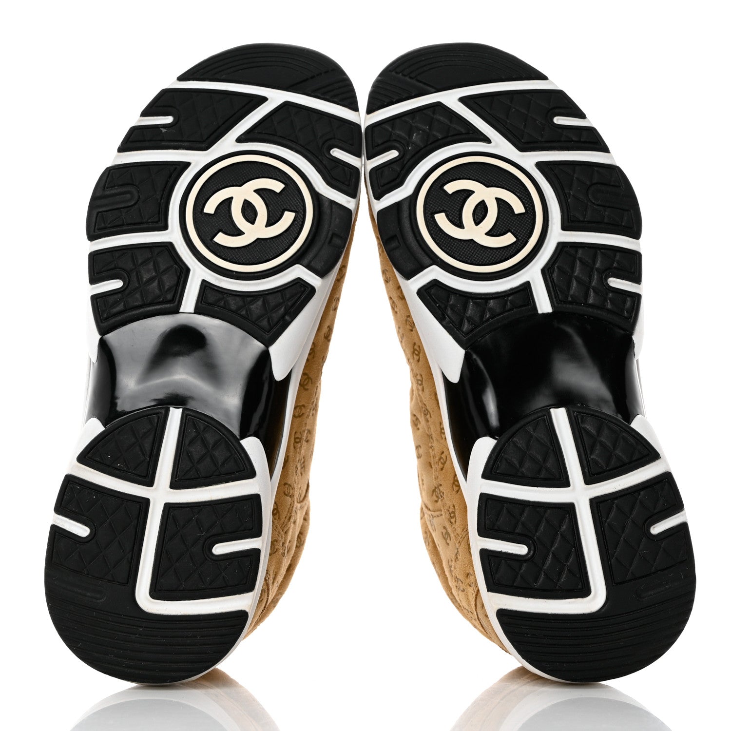 Chanel Nylon Suede Calfskin Printed CC Sneakers 37 Beige 5 of 9