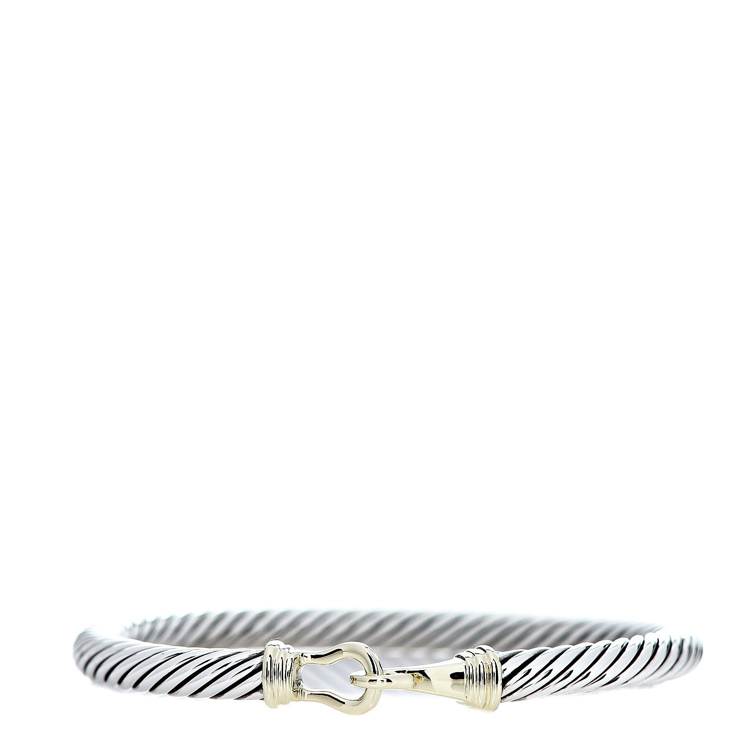 David Yurman Sterling Silver 14K Yellow Gold 5mm Cable Classic Buckle Bracelet 1 of 4