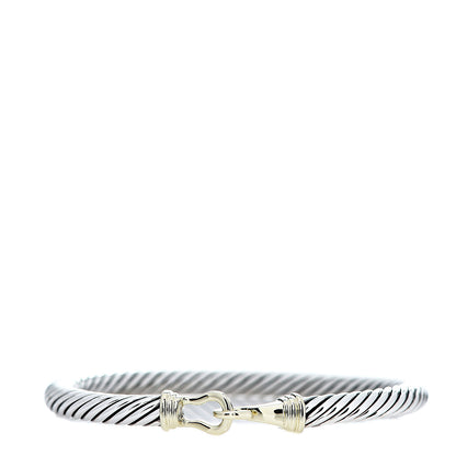 David Yurman Sterling Silver 14K Yellow Gold 5mm Cable Classic Buckle Bracelet 1 of 4