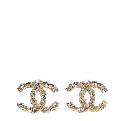 Chanel Crystal Twisted CC Earrings Gold 1 of 5