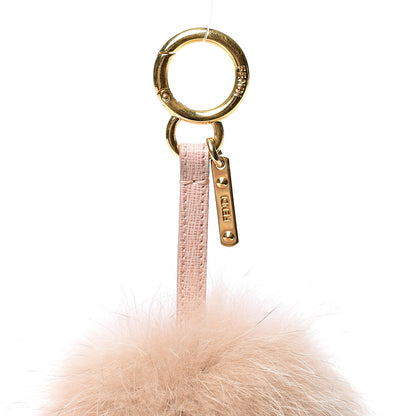 Fendi Fox Fur Vitello Elite Bi-Color Pom Pom Bag Charm Rosa Cammello Cipria 3 of 3