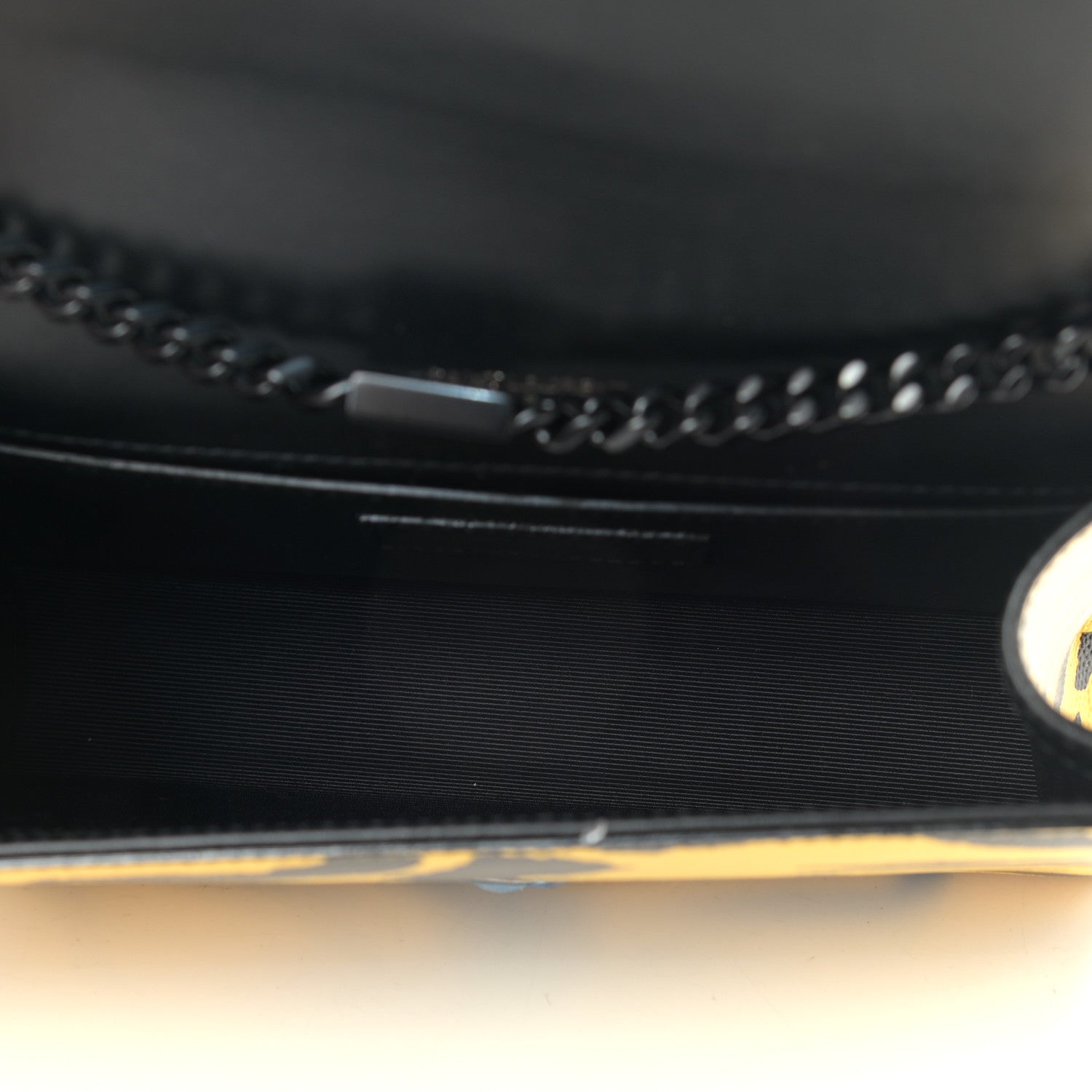 Saint Laurent Grain De Poudre Zebra Print Small Classic Monogram Kate Satchel Yellow 5 of 9