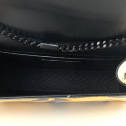 Saint Laurent Grain De Poudre Zebra Print Small Classic Monogram Kate Satchel Yellow 5 of 9
