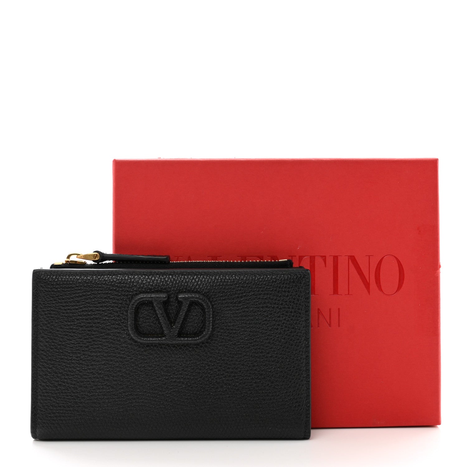 Valentino Garavani Grained Calfskin VLogo Coin Case Card Holder Black 7 of 7