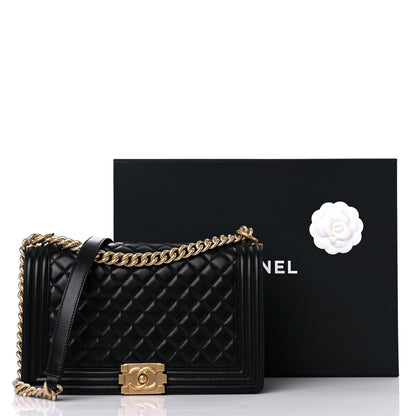 Chanel Lambskin Quilted New Medium Boy Flap Black 13 of 13