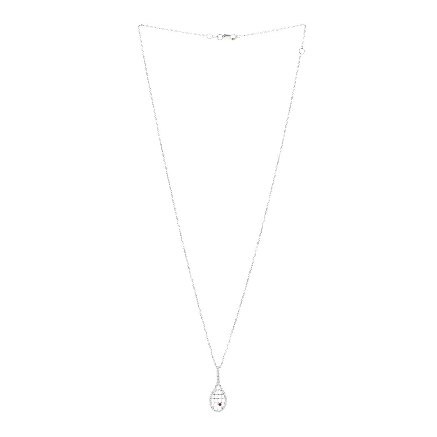 Roberto Coin 18K White Gold Diamond Tiny Treasures Tennis Racket Pendant Necklace 3 of 5