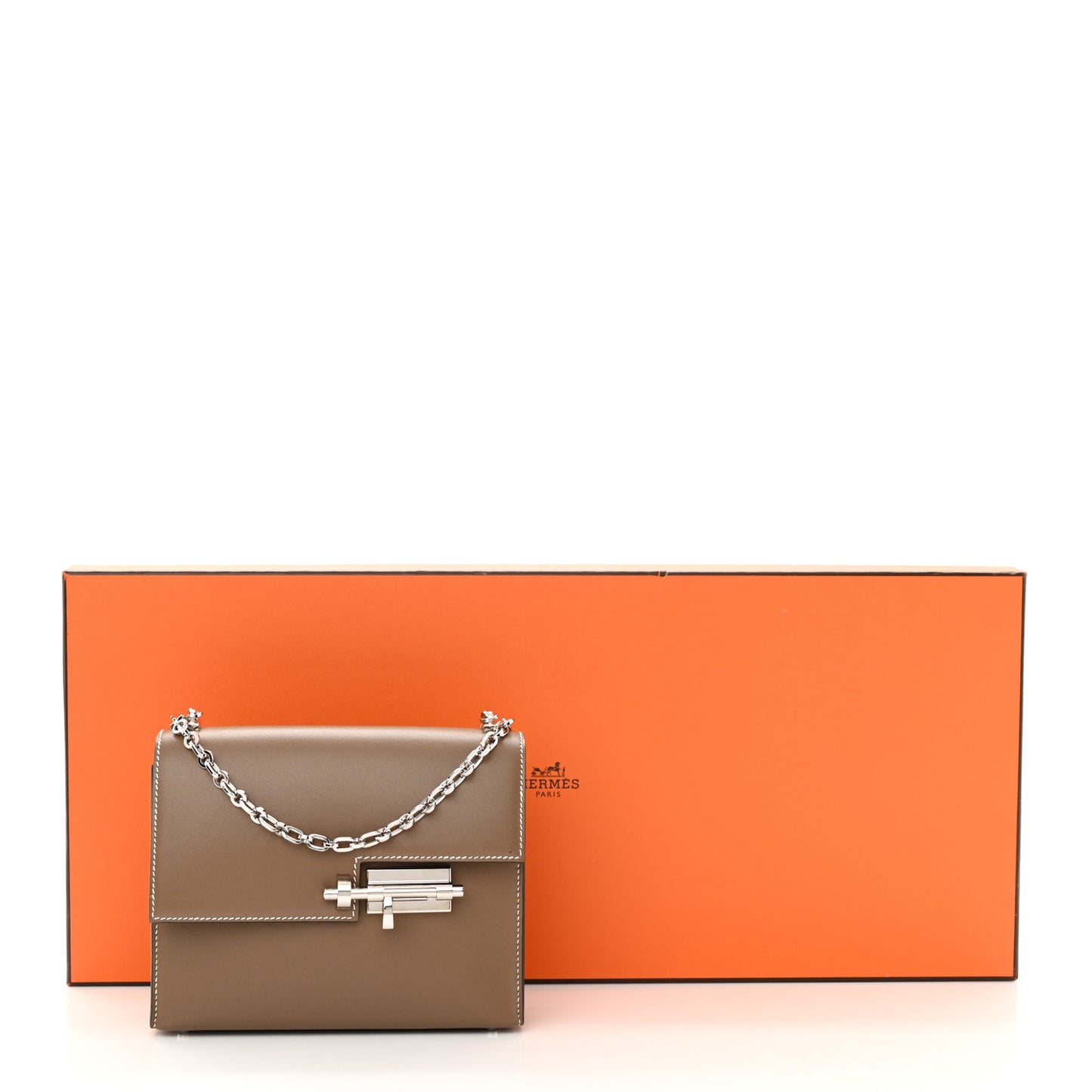 Tadelakt Mini Verrou Chaine Bag Etoupe