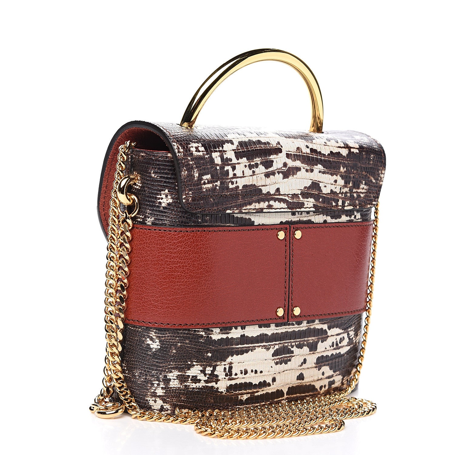 Chloe Calfskin Lizard Embossed Small Aby Lock Sepia Brown 2 of 7