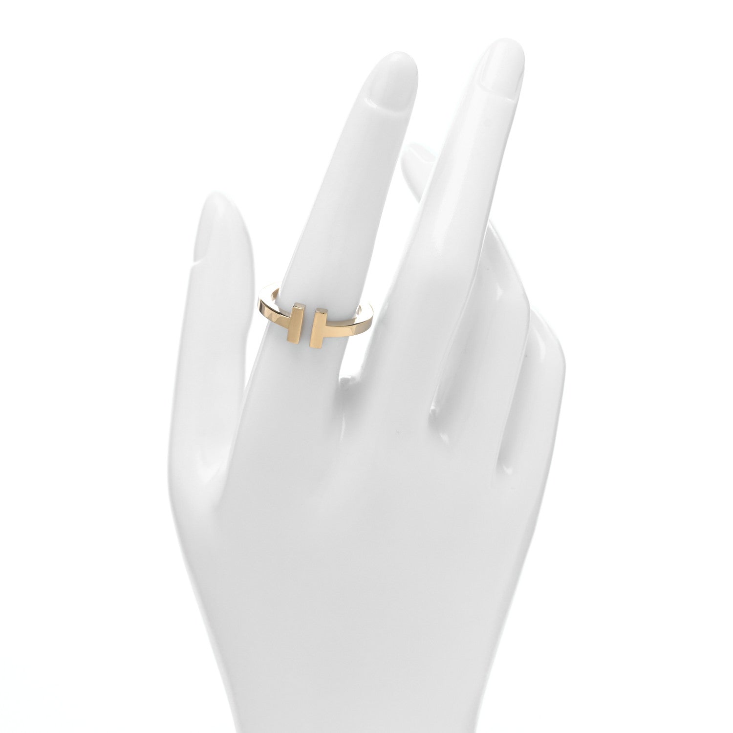 Tiffany 18K Yellow Gold T Square Ring 57 8 2 of 4