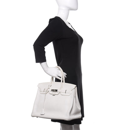 Hermes Taurillon Clemence Birkin 35 White 2 of 14