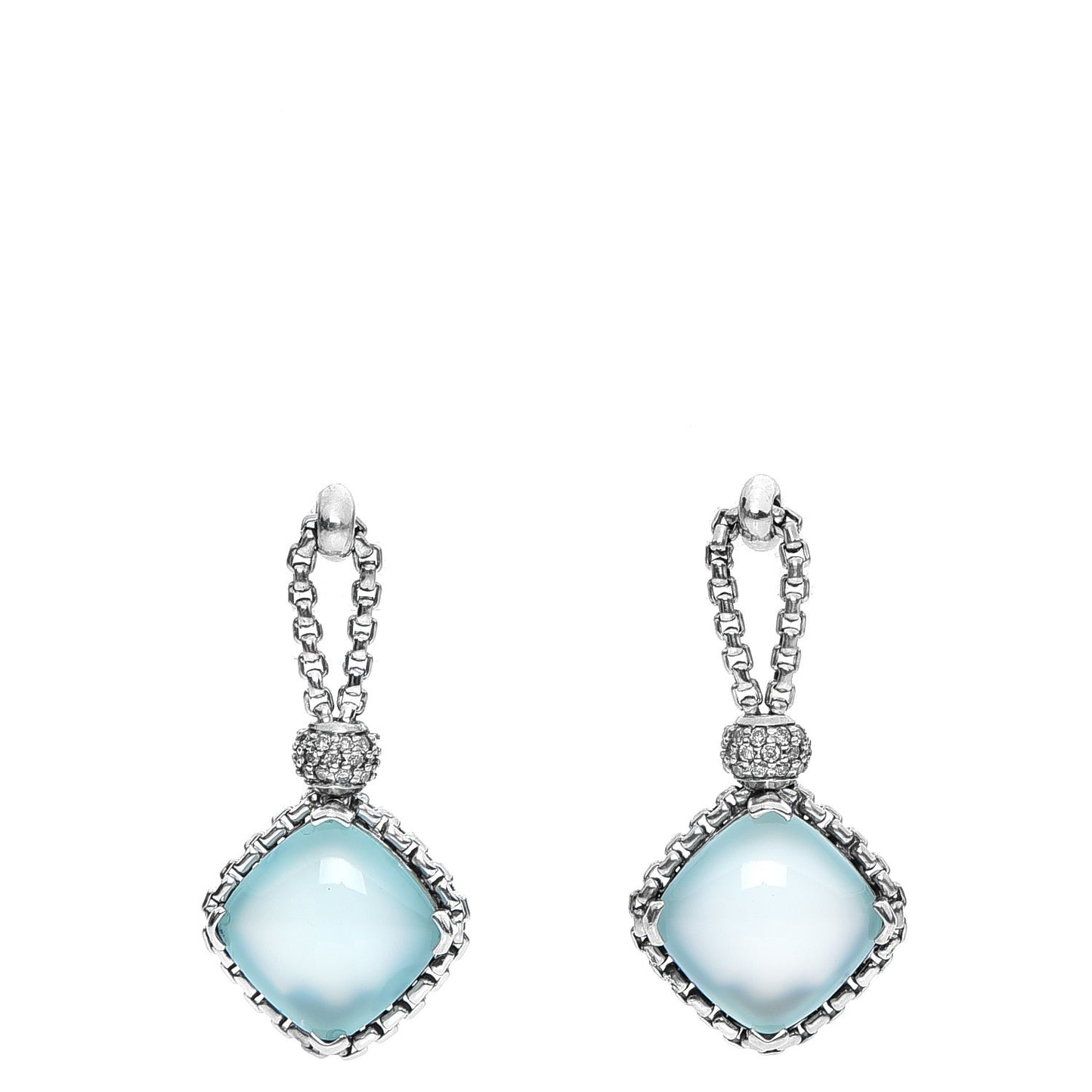 Sterling Silver Diamond Chalcedony Earrings
