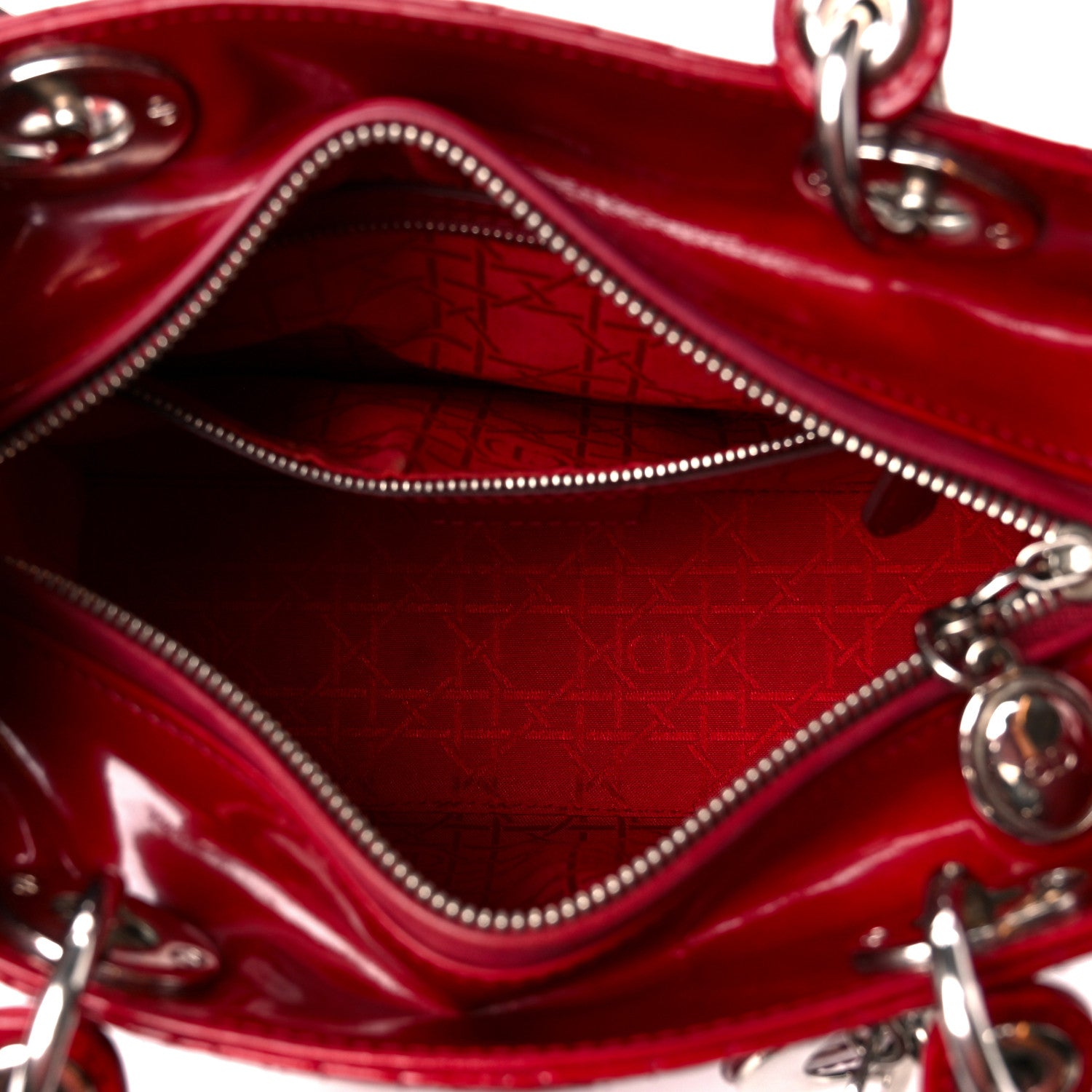 Christian Dior Patent Cannage Medium Lady Dior Burgundy Red 5 of 10