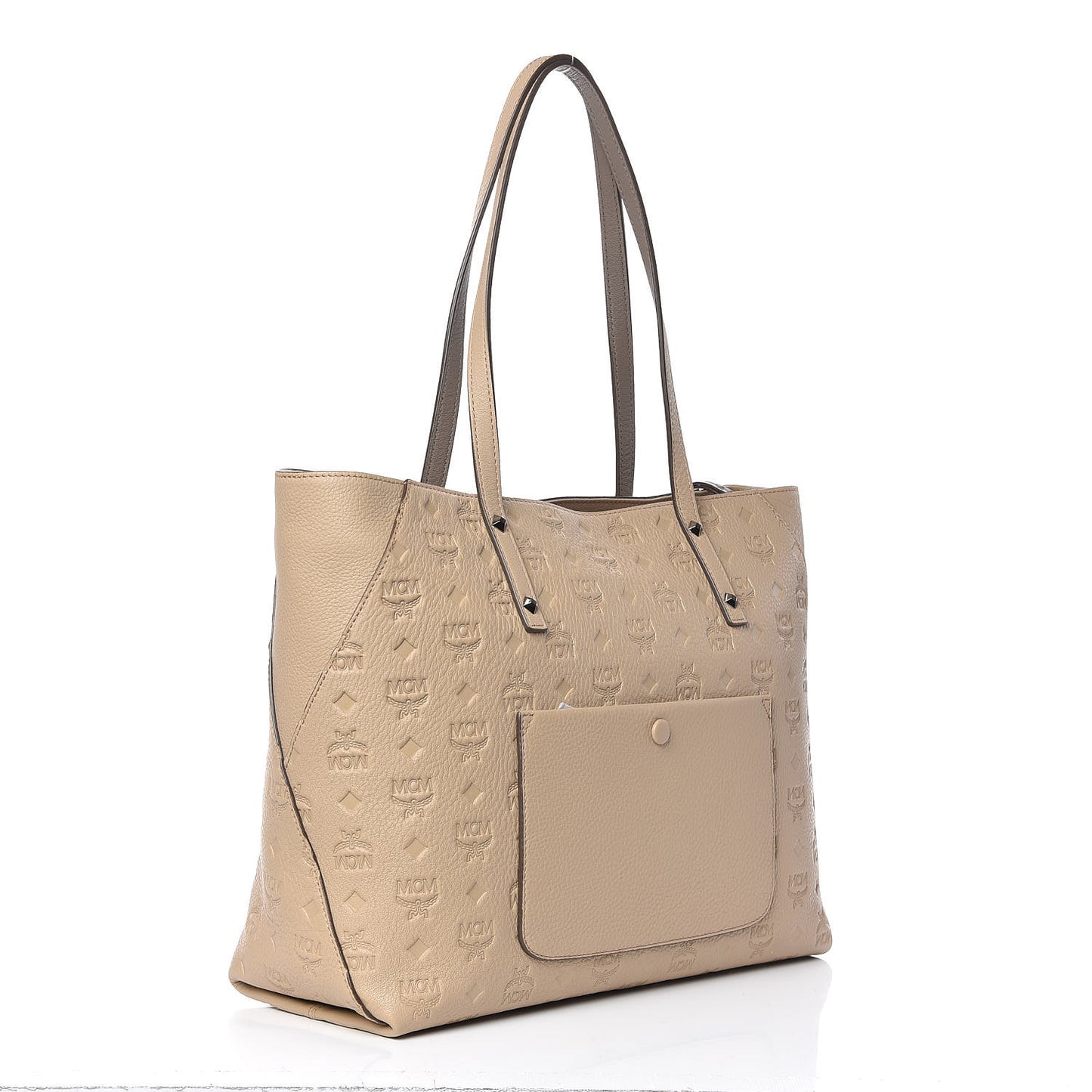 Calfskin Ottomar Monogram Medium Klara Top Zip Tote New Beige