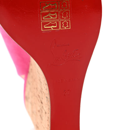 Christian Louboutin Suede Cork Reine De Liege 120 Wedges 37 Pink Natural 6 of 7