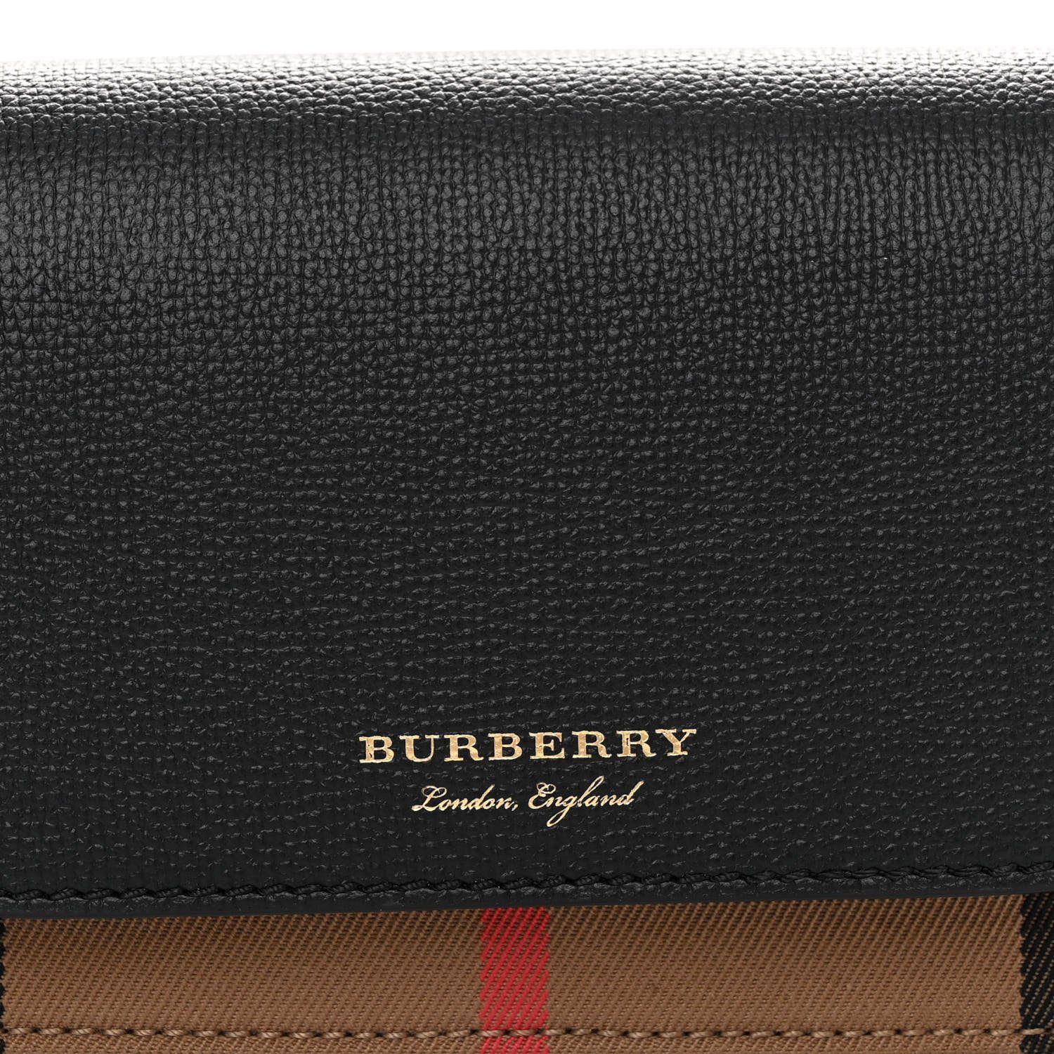 Burberry Derby Calfskin House Check Wallet On Chain Black 7 of 9
