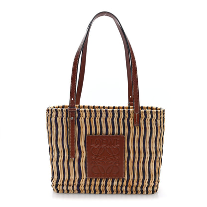Loewe Raffia Square Small Basket Tote Bag Natural Black Pecan 1 of 10