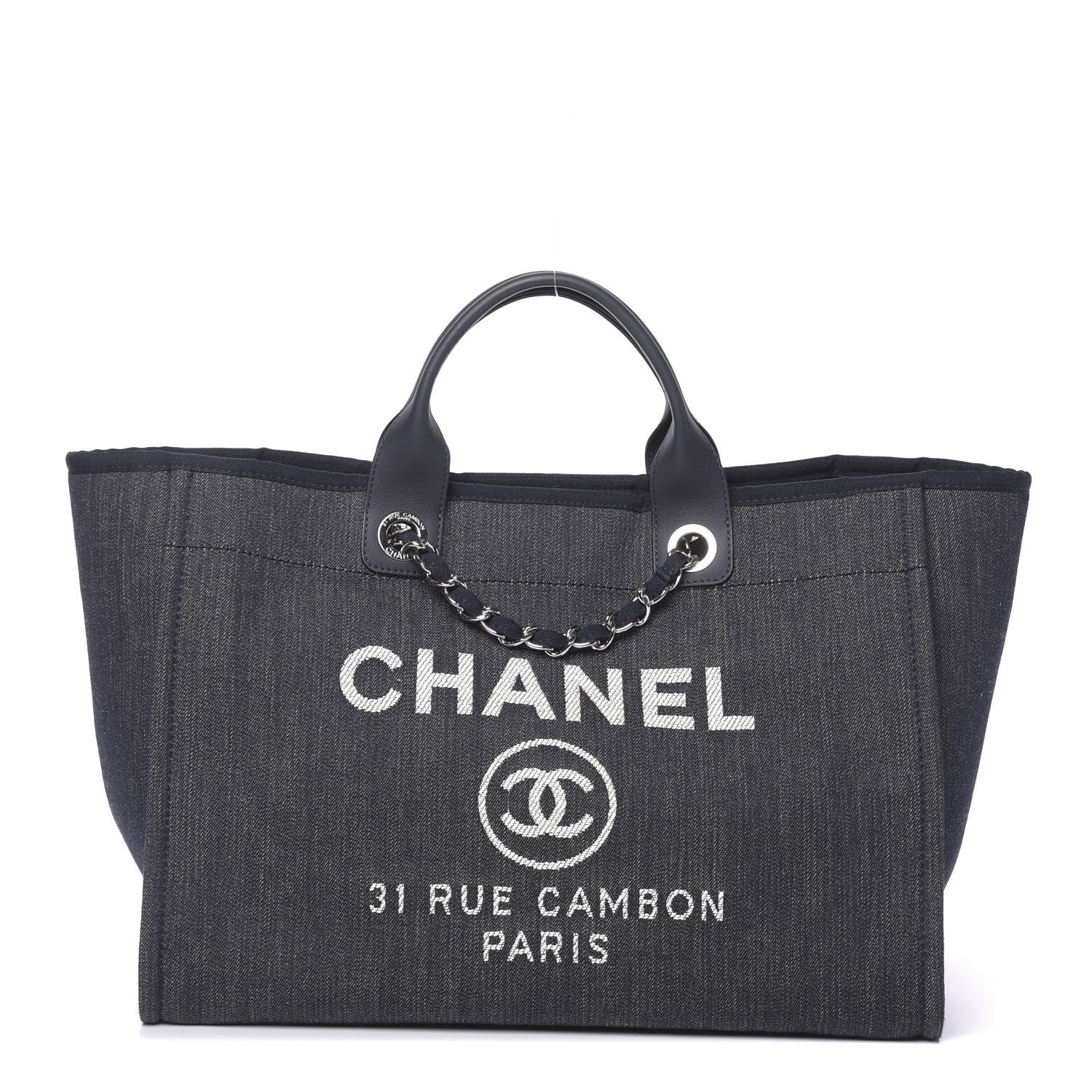 Chanel Denim Medium Deauville Tote Dark Blue 1 of 10