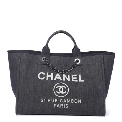 Chanel Denim Medium Deauville Tote Dark Blue 1 of 10