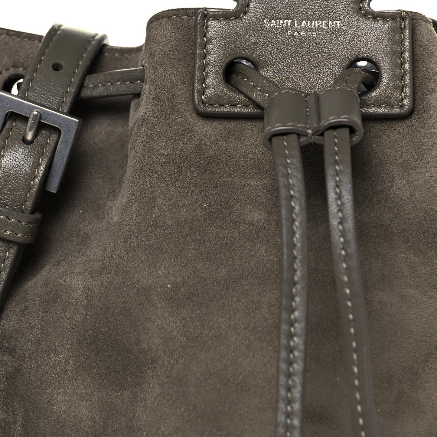 Suede Calfskin Small Anja Bucket Grey